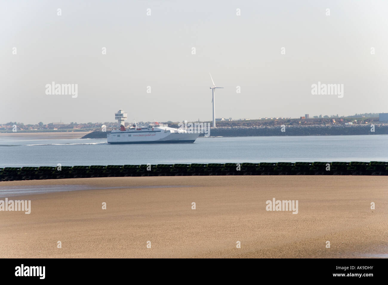 Isle of Man ferry passes Bootle photographed from New Brighton going up