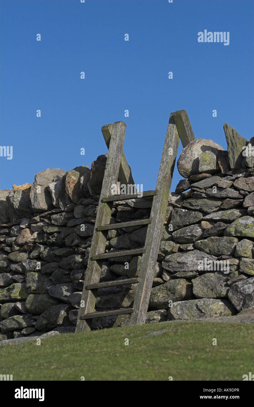 Stile over a dry stone wall Stock Photo Alamy