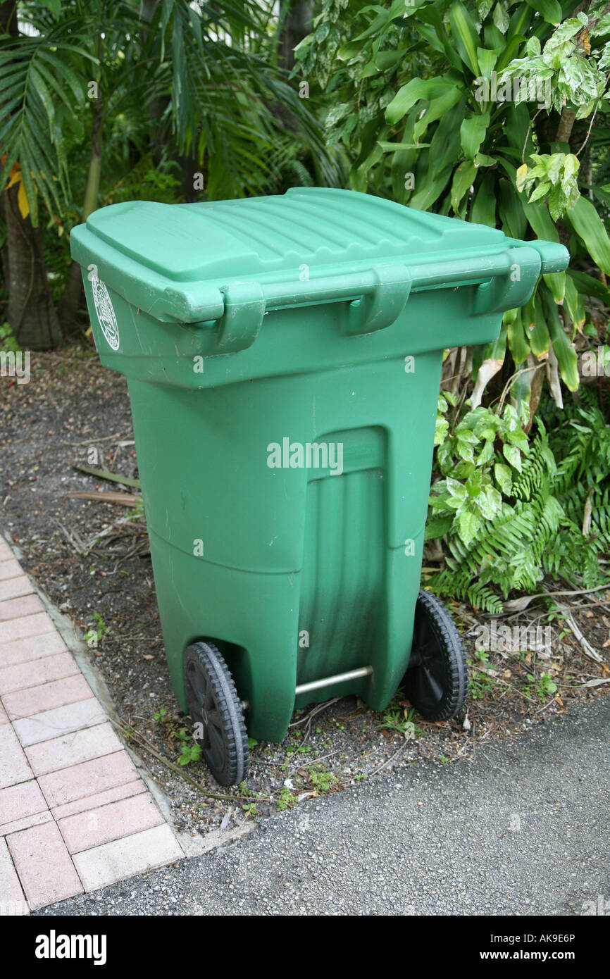 Trash Bin in Florida garden Stock Photo - Alamy