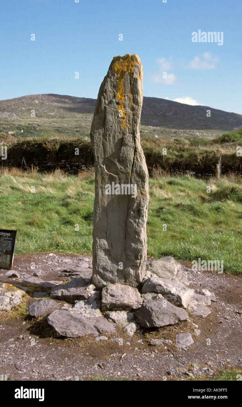 Co Kerry Ireland V535589 Ogham Standing Stone Stock Photo