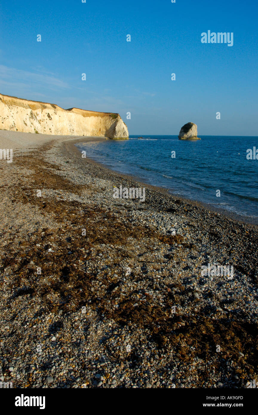 Freshwater bay beach chalky cliff needle Isle of Wight England United Kingdom of Great Britain Europe Stock Photo