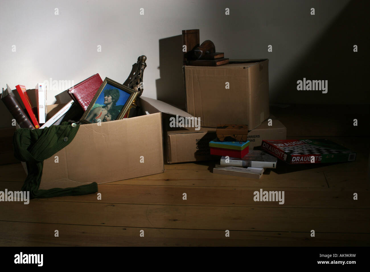 Boxes, Books and other things in Attic Storage Stock Photo - Alamy