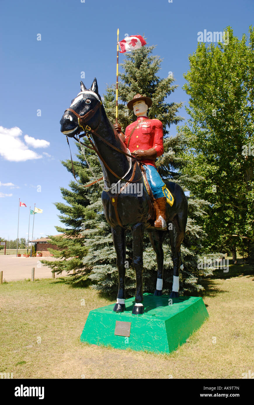 Statue of Canadian Mountie at Visitors Tourists Center North Battleford