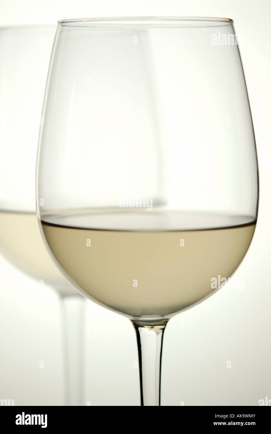Two white wine glasses Stock Photo