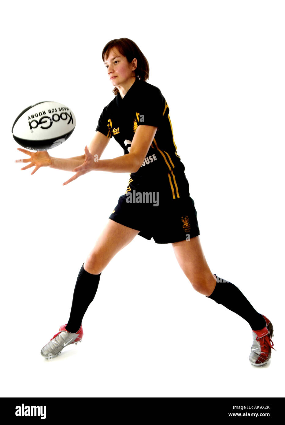 Young woman Rugby player Stock Photo