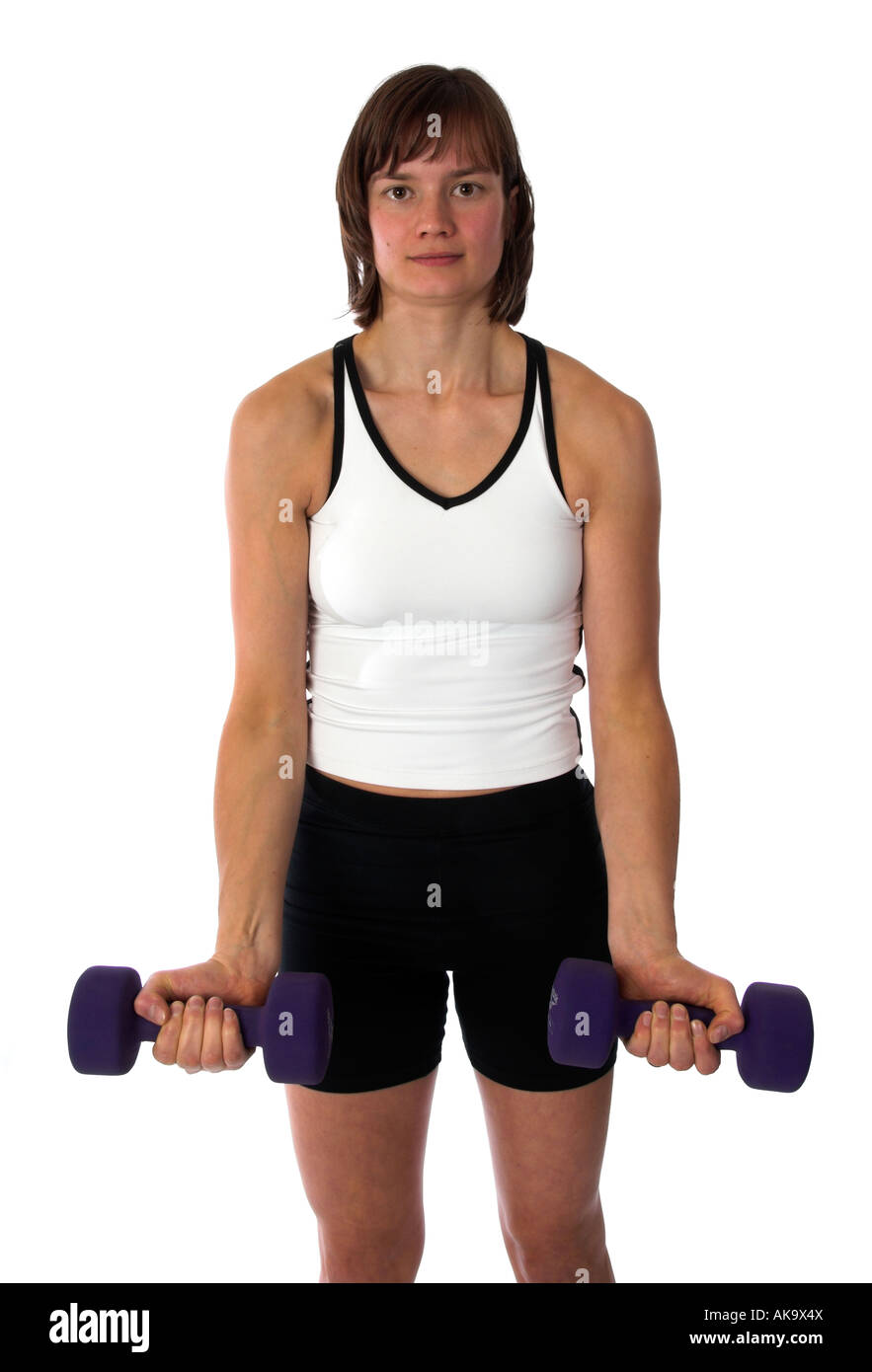 Young woman weight training Stock Photo Alamy