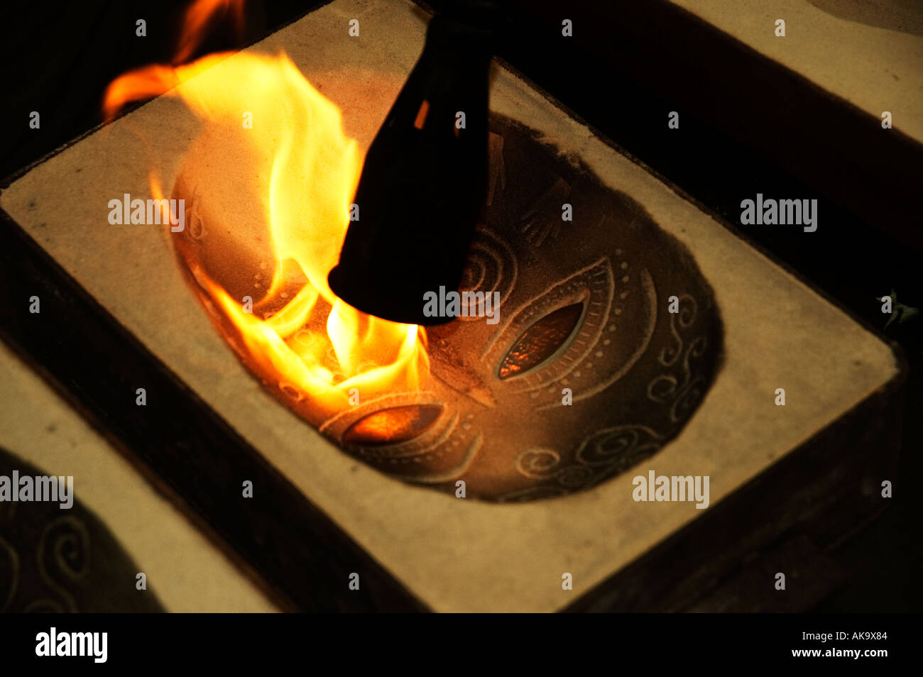 Melting Glass Eyes Into A Glass Mask Mould Artist Chris Pantano Queensland Australia Stock Photo Alamy