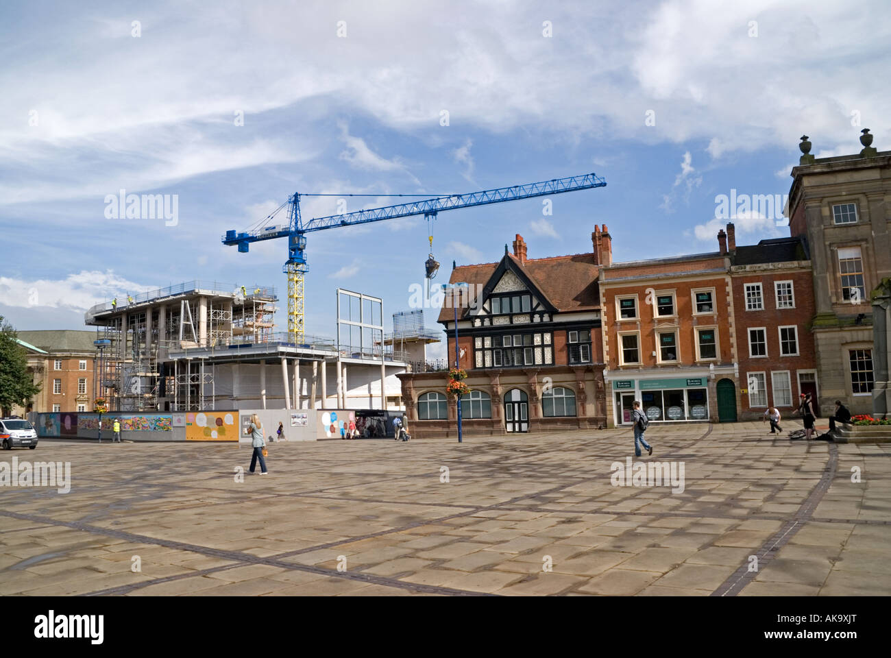 Derby marketplace and Tower Crane Stock Photo - Alamy