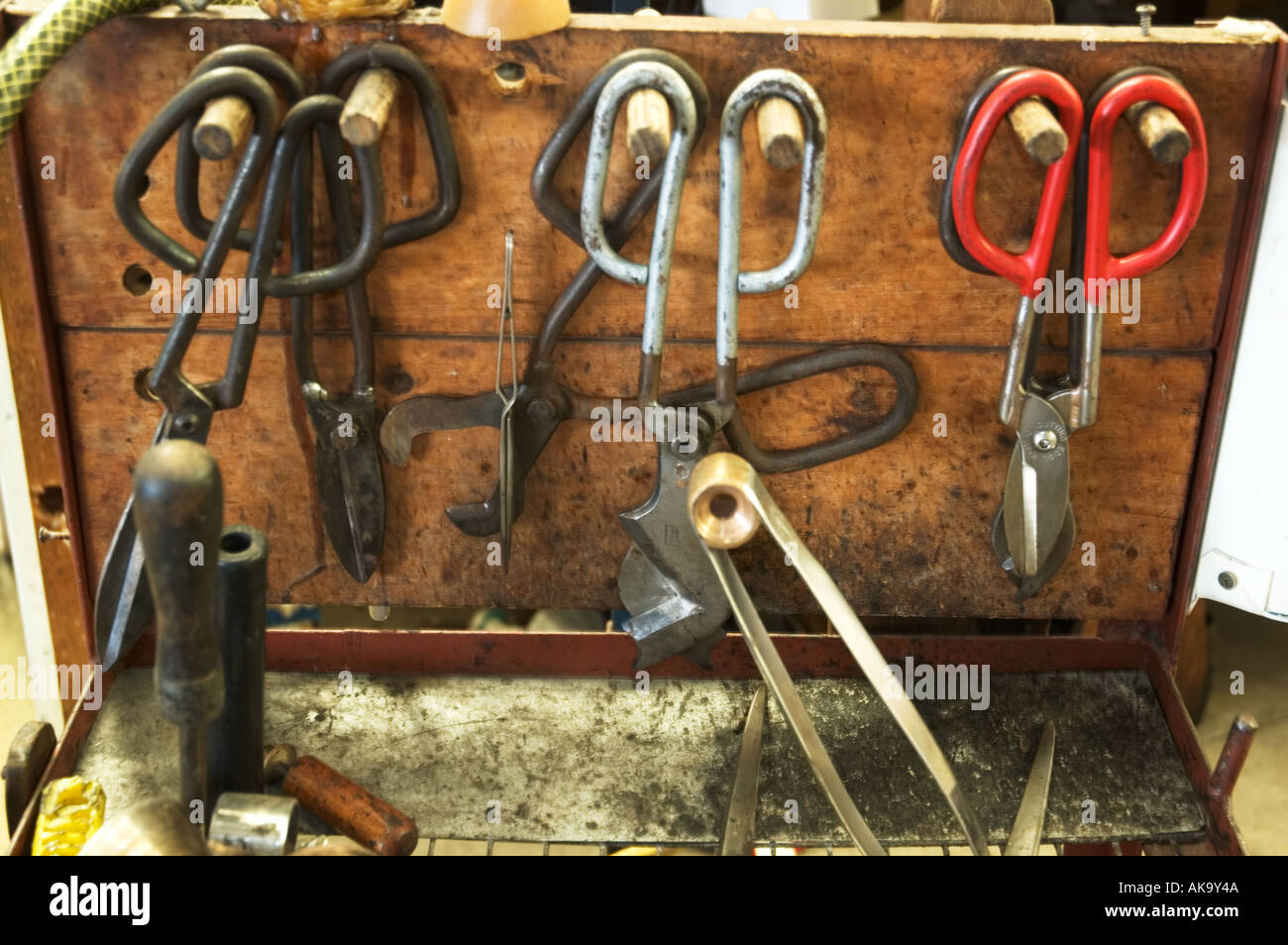 Tools in glass blowing studio Stock Photo Alamy