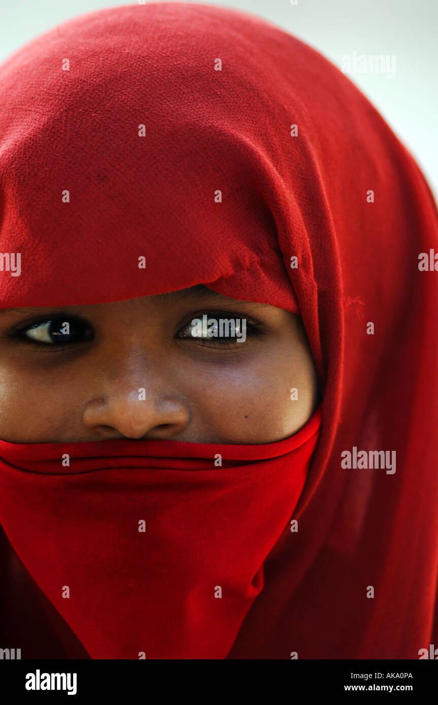 Maldives portrait of a young local muslem woman Stock Photo