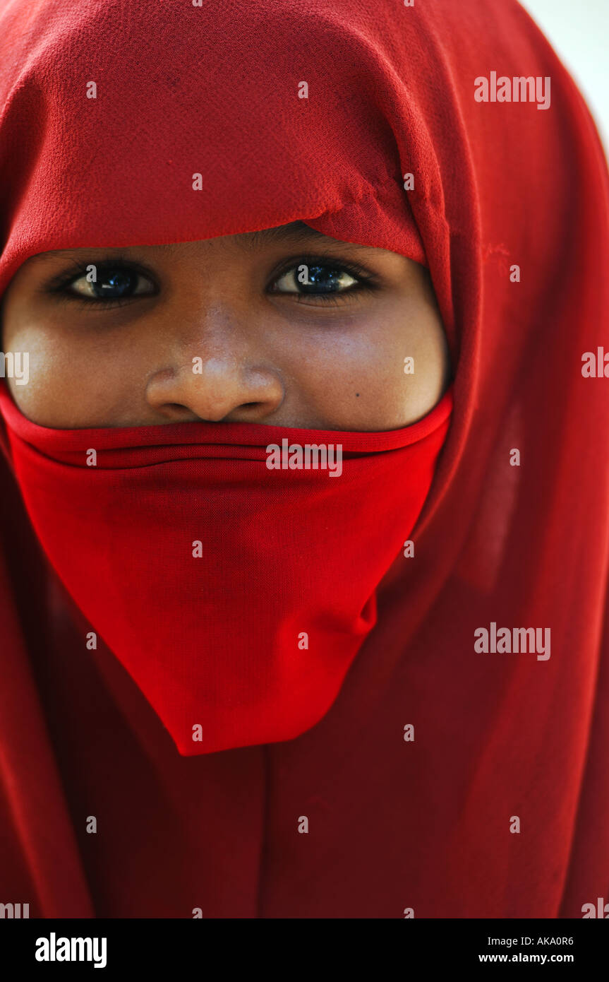 Maldives portrait of a young local muslem woman Stock Photo