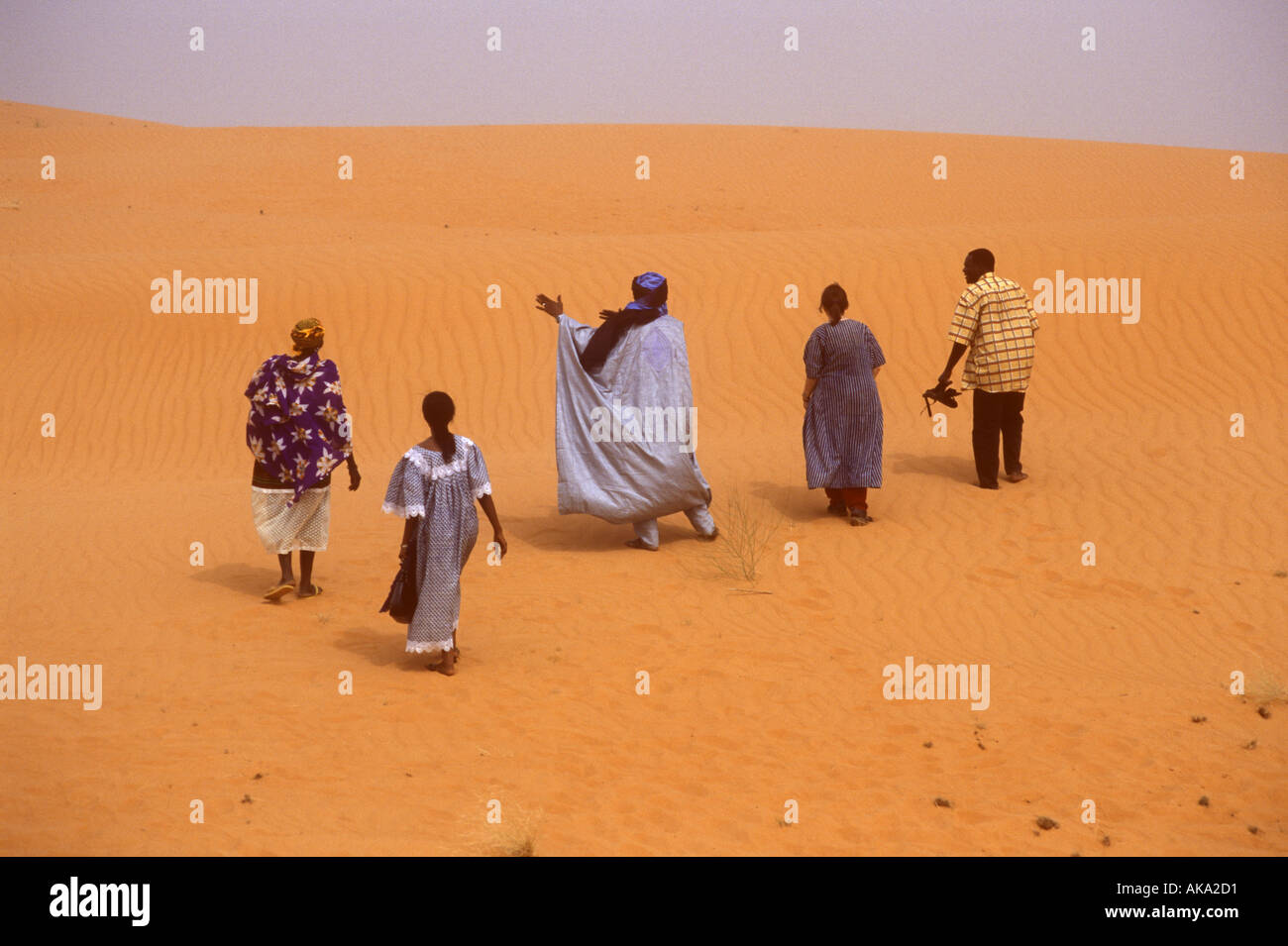 walking in the sahara desert in Burkina Faso Stock Photo