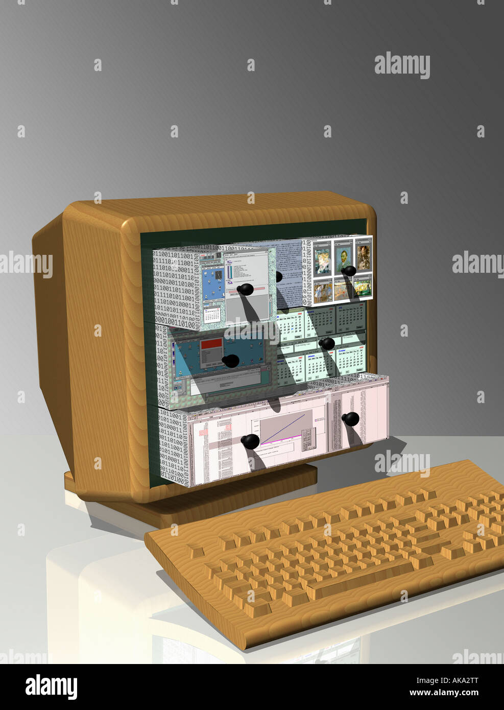 Computer Themed Storage Unit Computer as Storage Cupboard FUTURE LOGISTICS Stock Photo - Alamy