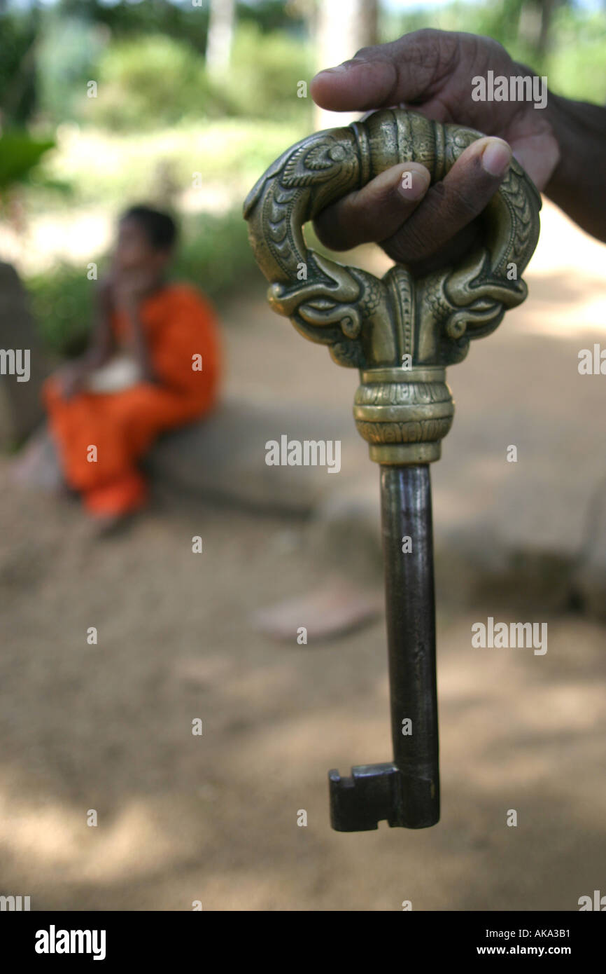 Temple key with makara handle Gadaladeniya Sri Lanka Stock Photo