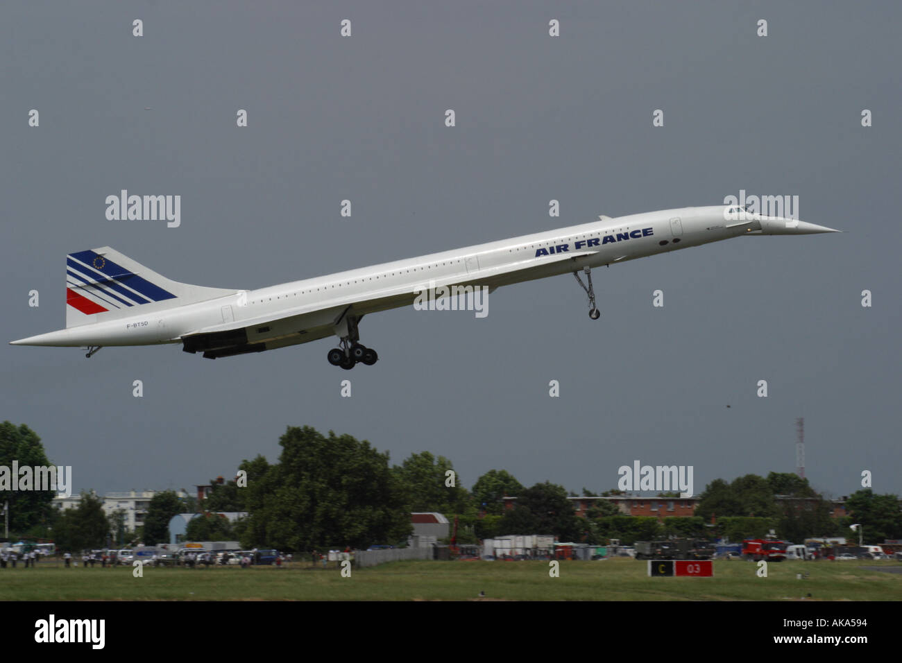 Concorde An Air France Concorde landing at Le Bourget airport Paris in June 2003 Stock Photo
