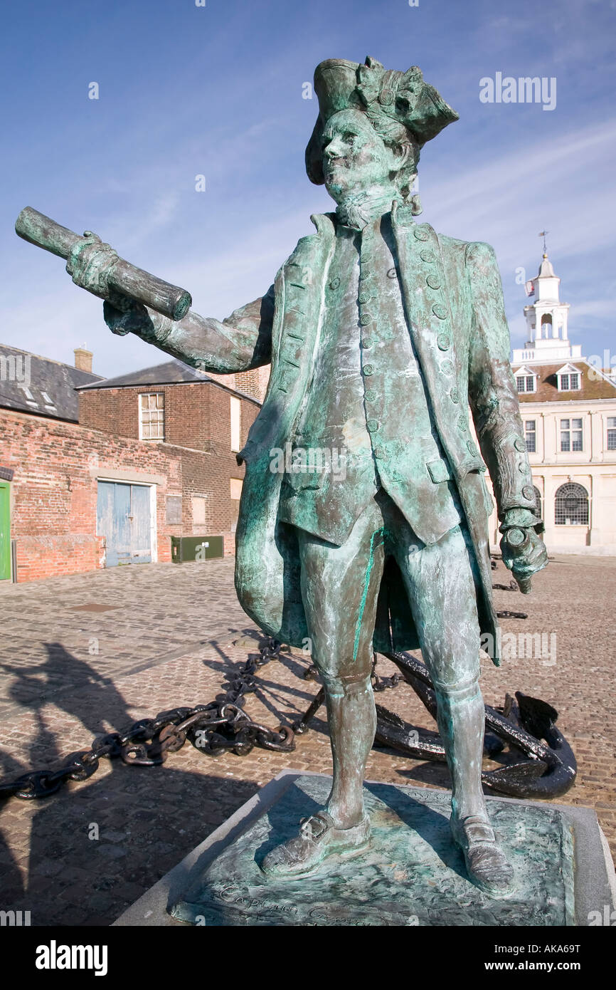 The statue of George Vancouver outside the Old Customs house at the ...