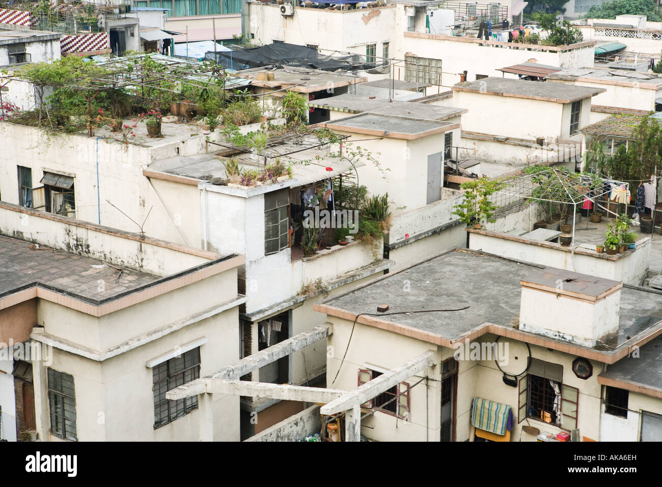 China, Guangdong Province, Guangzhou, view of rooftops Stock Photo