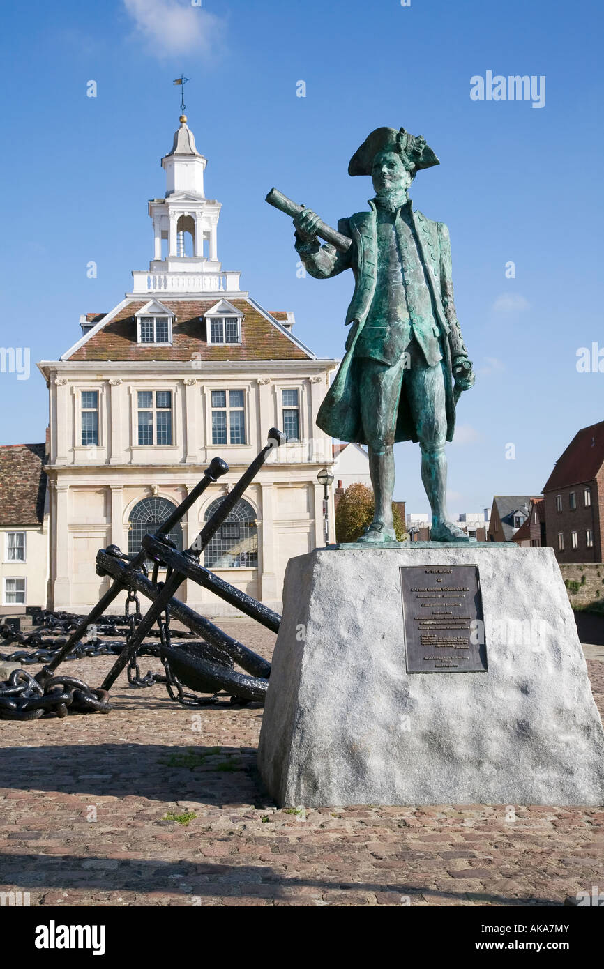 The statue of Captain George Vancouver outside the Old Customs house at ...