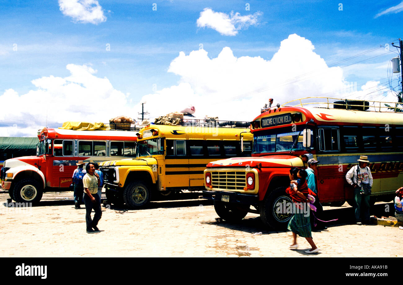 Bus station.Huehuetenango.Guatemala Stock Photo