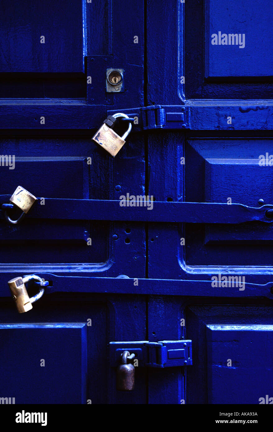 Padlocks and door.Quito.Ecuador Stock Photo