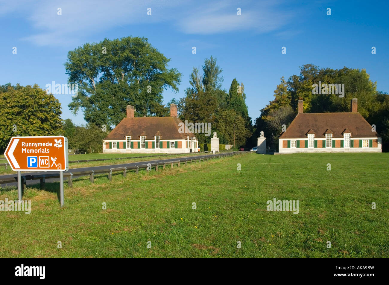 Runnymede Memorials and Road Sign Windsor Road Old Windsor Berkshire