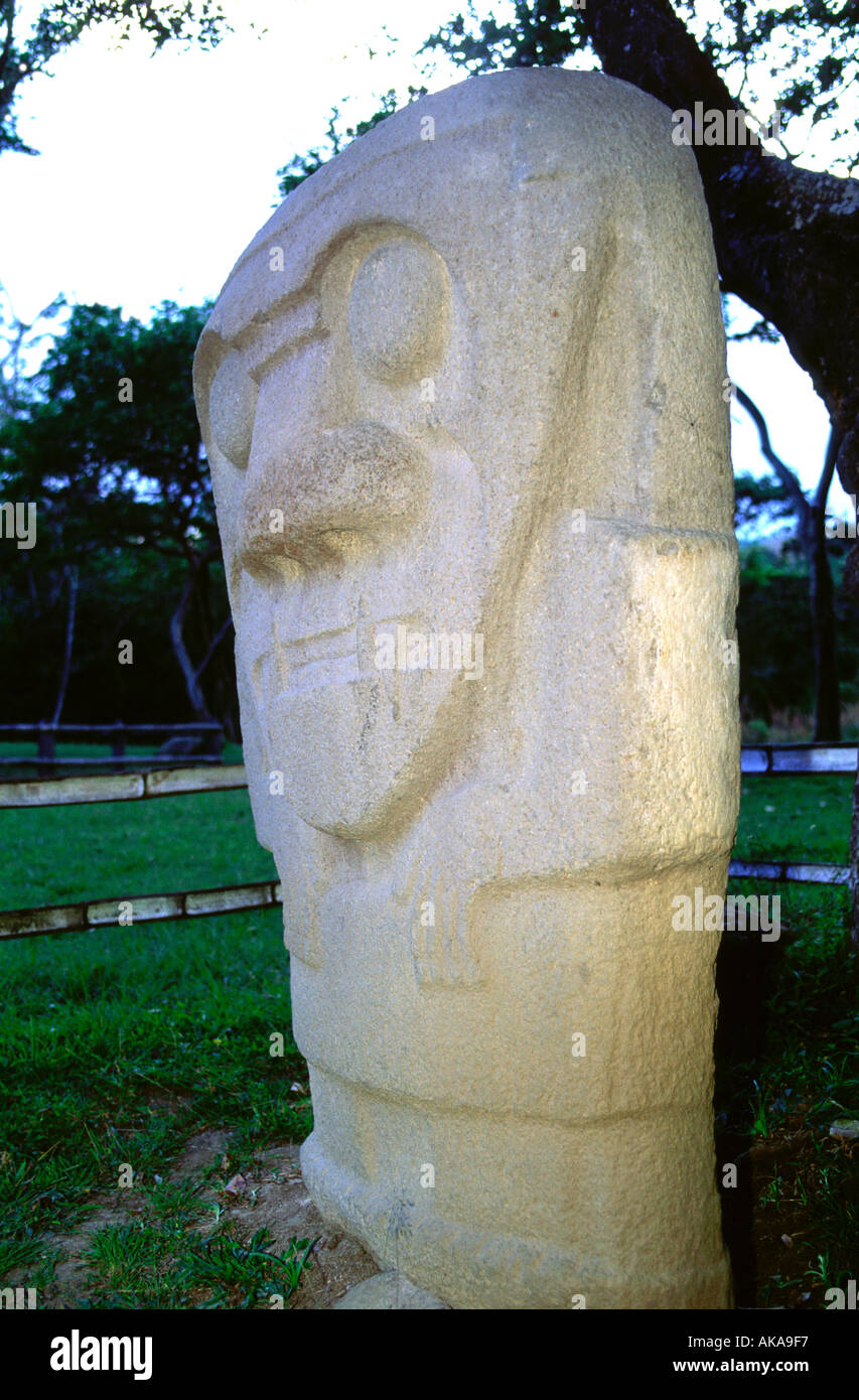 Precolombian sculpture.San Agustin archaeological park.Unesco World heritage site.Huila department.Colombia Stock Photo