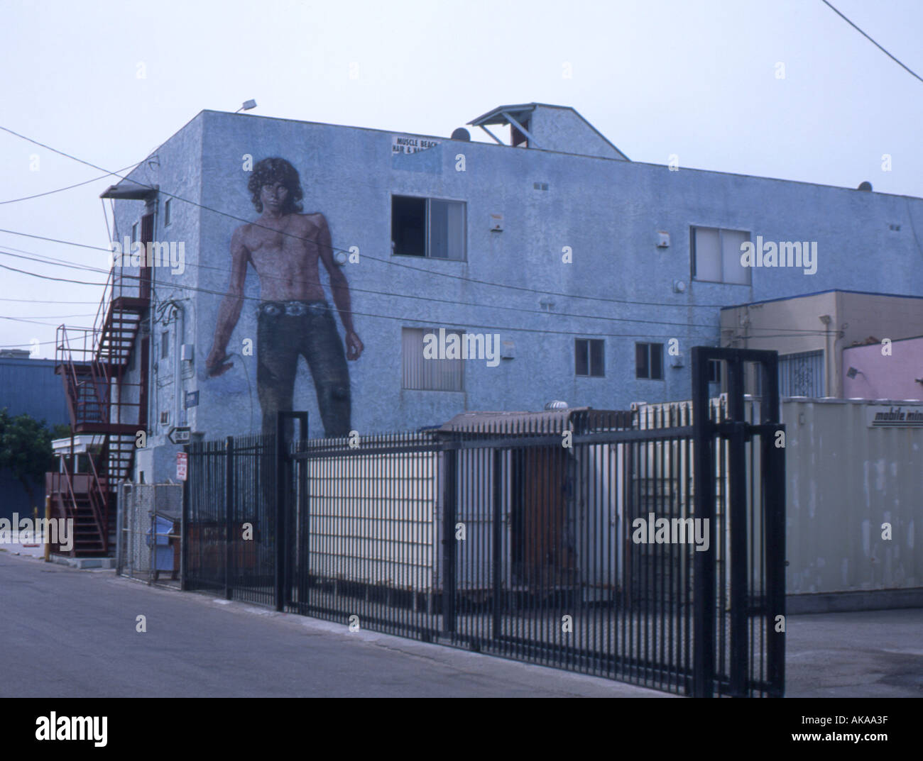 Jim Morrison Mural on house he lived in on Venice Beach LA Stock Photo