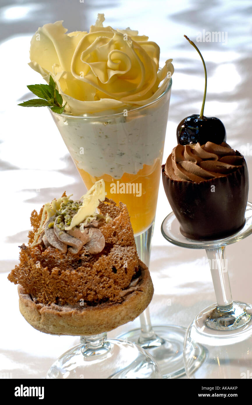 Three Desserts Stock Photo