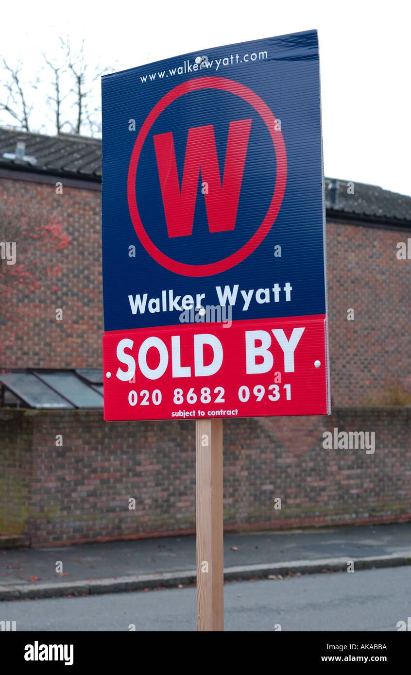 House sold sign real estate Stock Photo