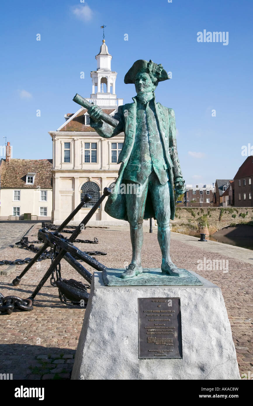 The statue of Captain George Vancouver outside the Old Customs house at ...