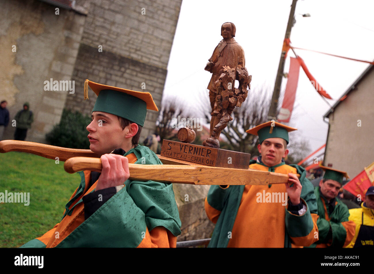 The Percee du Vin Jaune or Piercing of the Barrel festival in the French Comte region of France Stock Photo