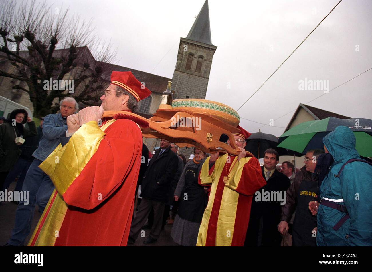 The Percee du Vin Jaune or Piercing of the Barrel festival in the French Comte region of France Stock Photo