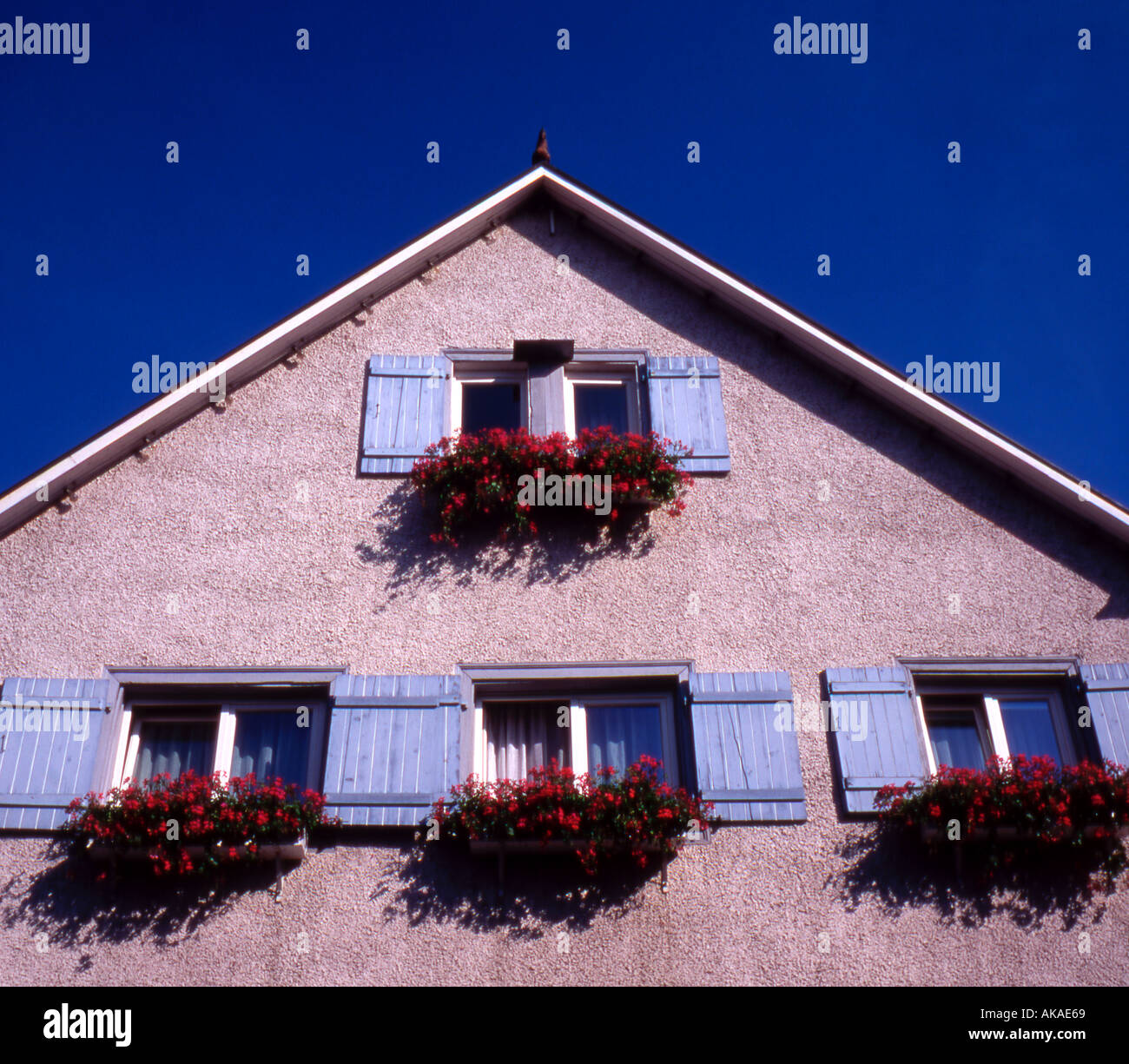 windows in gable end of house Austria Stock Photo Alamy