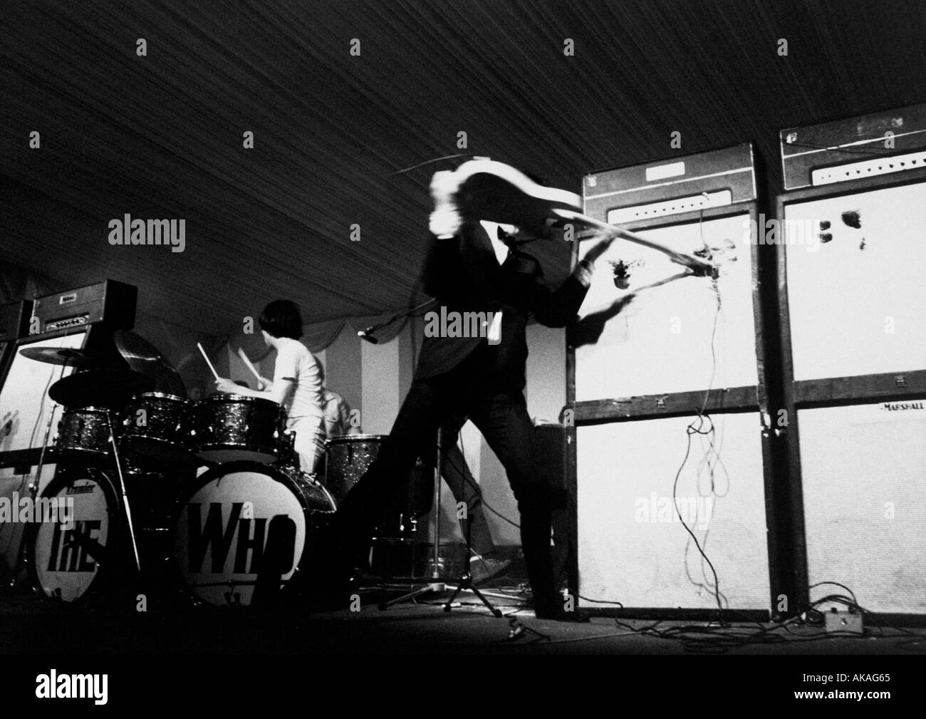 THE WHO Pete Townshend smashes guitar amp at Jazz Blues Festival Windsor Race Course England 30 July 1969 Stock Photo