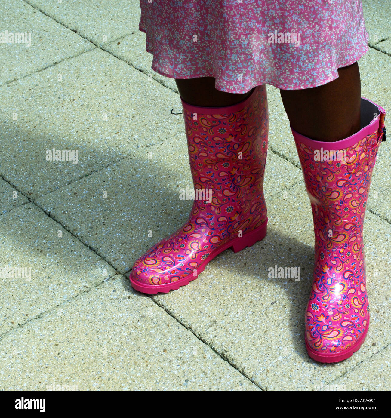 Black Woman in Pink Wellies Stock Photo - Alamy