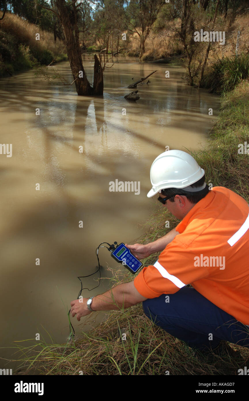 Water testing creek outback queensland dsc 3168 Stock Photo Alamy