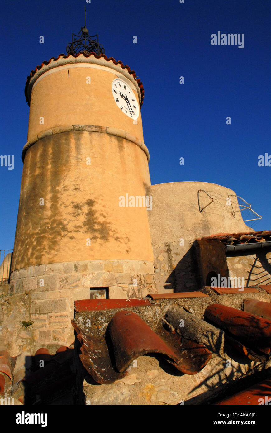 Clock tower village of Fayence Provence France Stock Photo Alamy