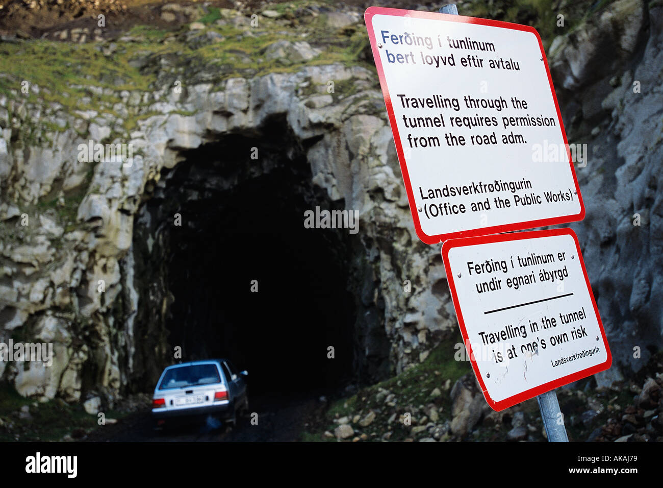 One of many road tunnels in the Faroe Islands Stock Photo Alamy