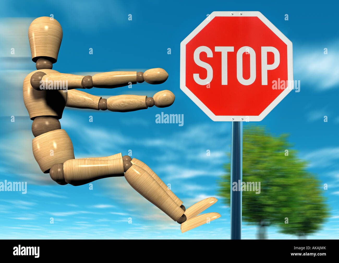 stop sign Stoppschild vor blauem Wolkenhimmel Stock Photo