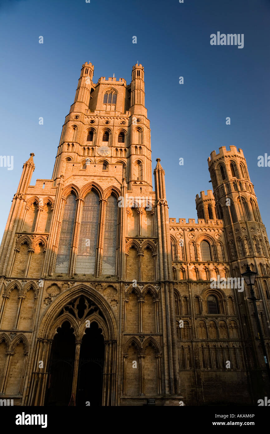 A low angle view of the magnificent Ely Cathedral Cambridgeshire at ...
