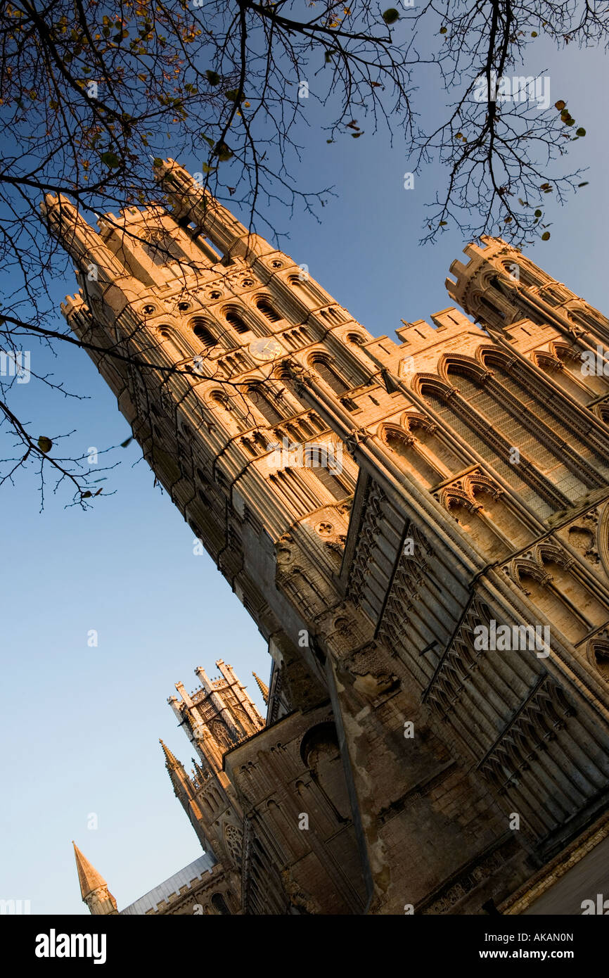 A low angle view of the magnificent Ely Cathedral Cambridgeshrie at ...