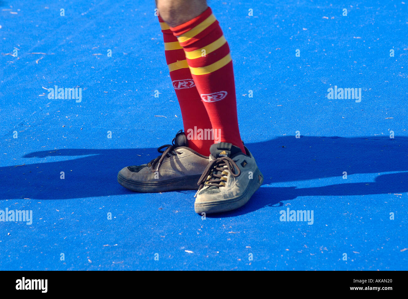Sportsman wearing red socks Stock Photo