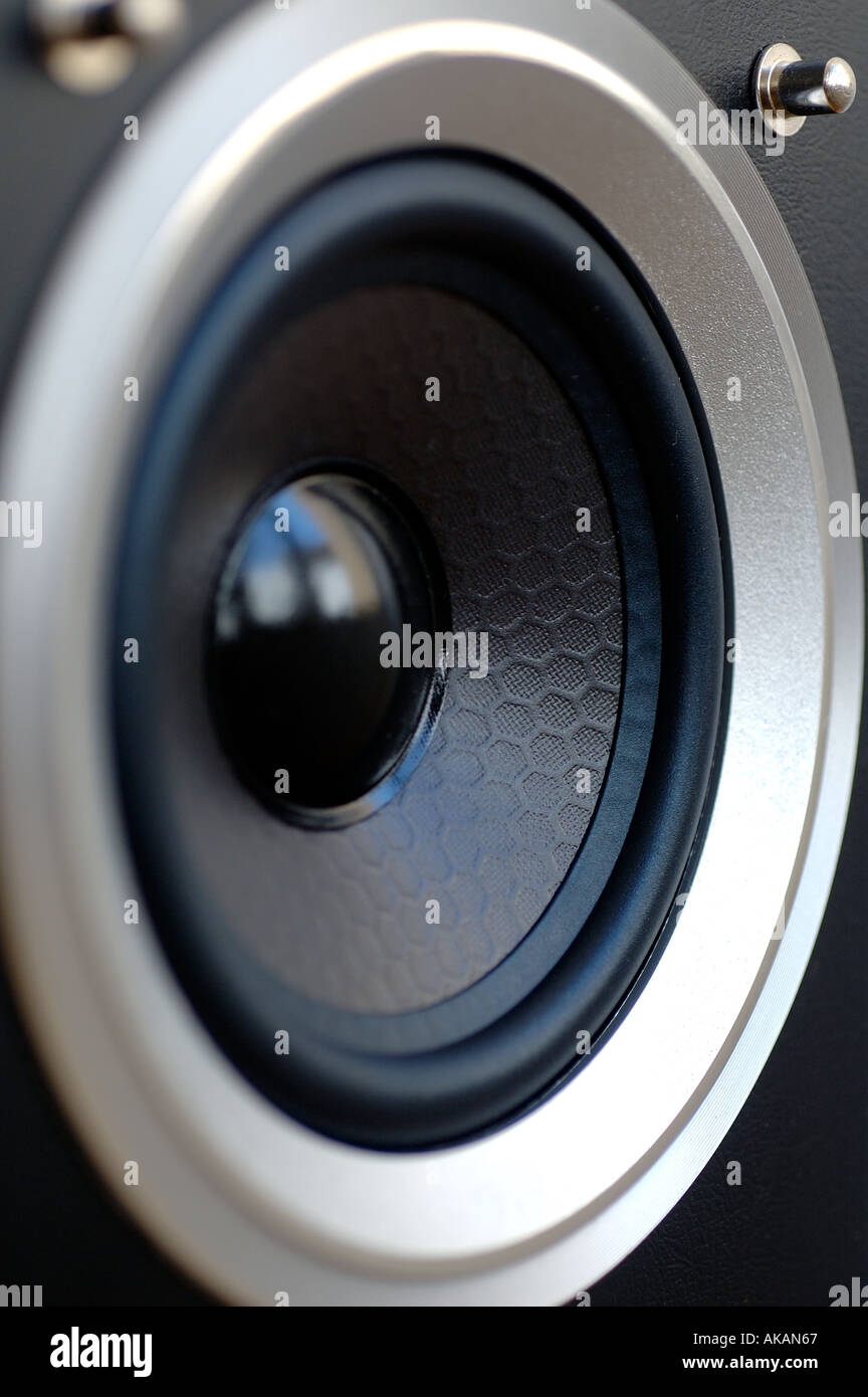 Closeup of a loudspeaker driver Stock Photo