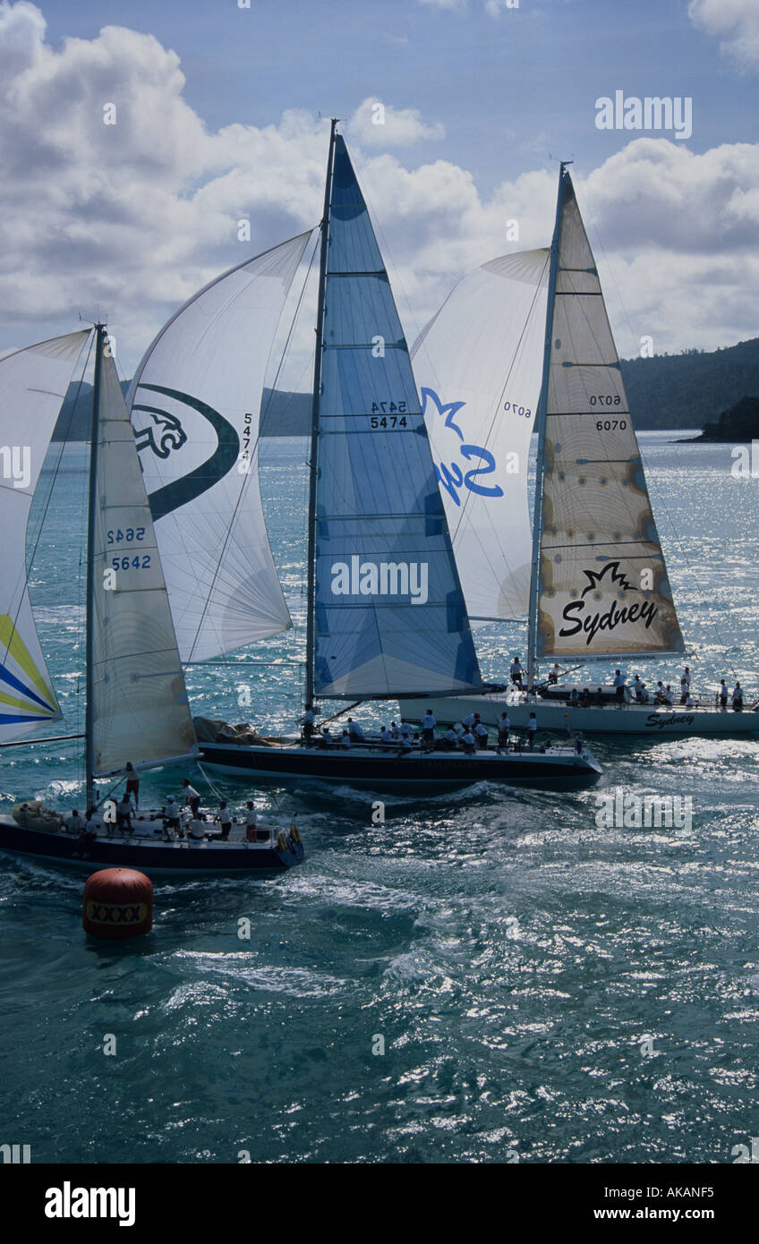 Sailboat racing during Whitsunday Hamilton Island Race Week Australia Stock Photo