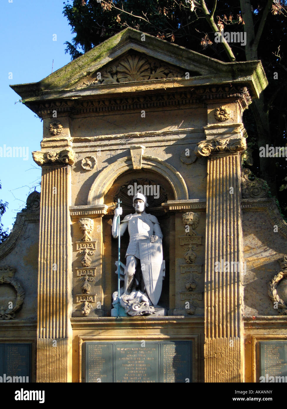 A statue of Saint at the war memorial in the Garden of