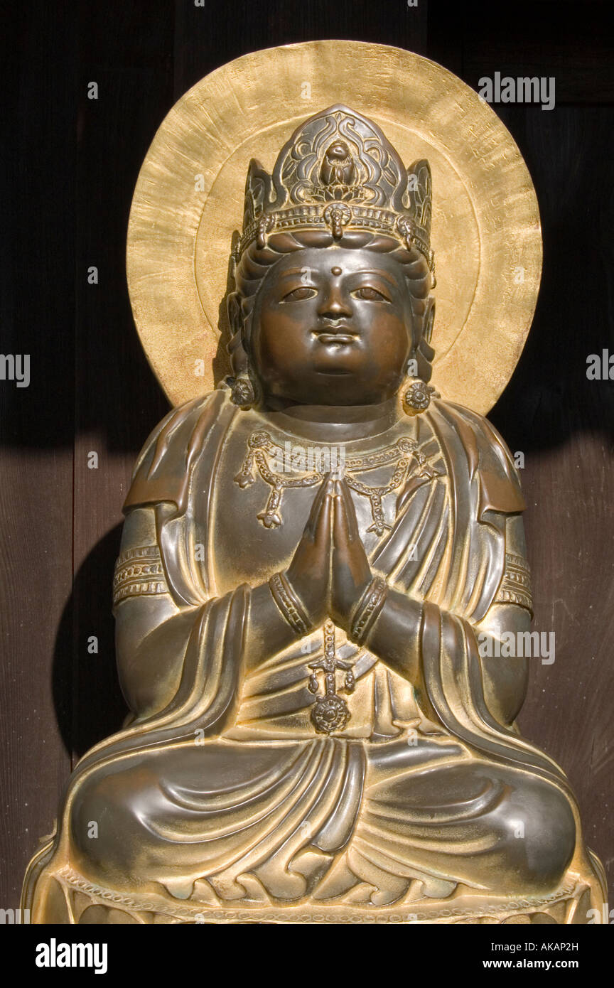 Japanese Buddhist Statue at Hasedera Temple, Kamakura, Japan Stock