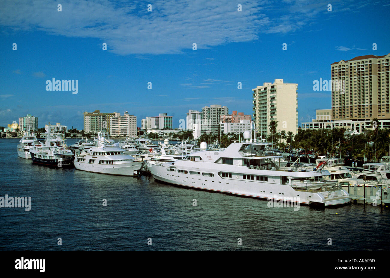 Super yachts moored in inter coastal waterway Fort Lauderdale Florida USA Stock Photo