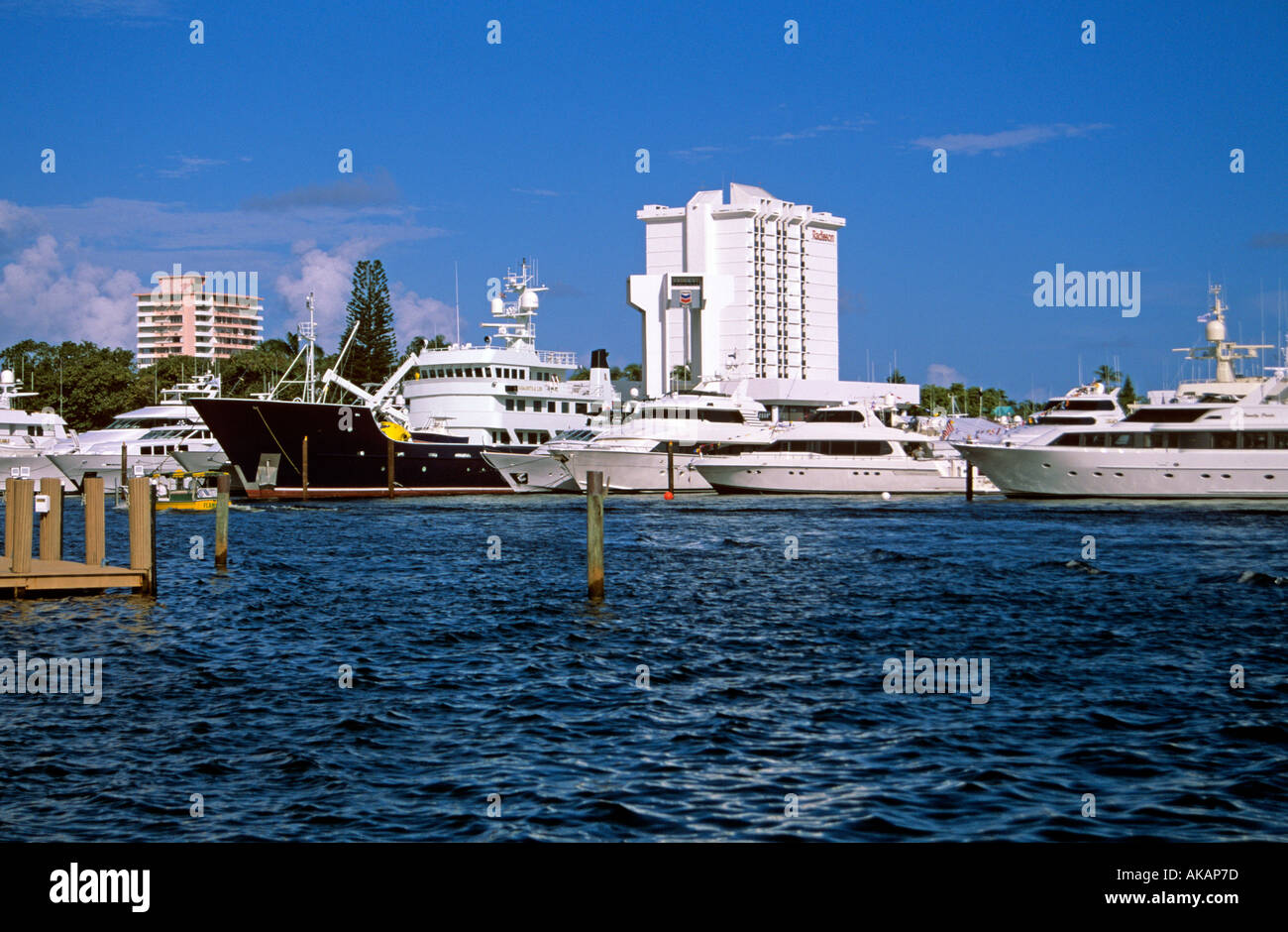 Yachts moored in inter coastal waterway Fort Lauderdale Florida USA Stock Photo