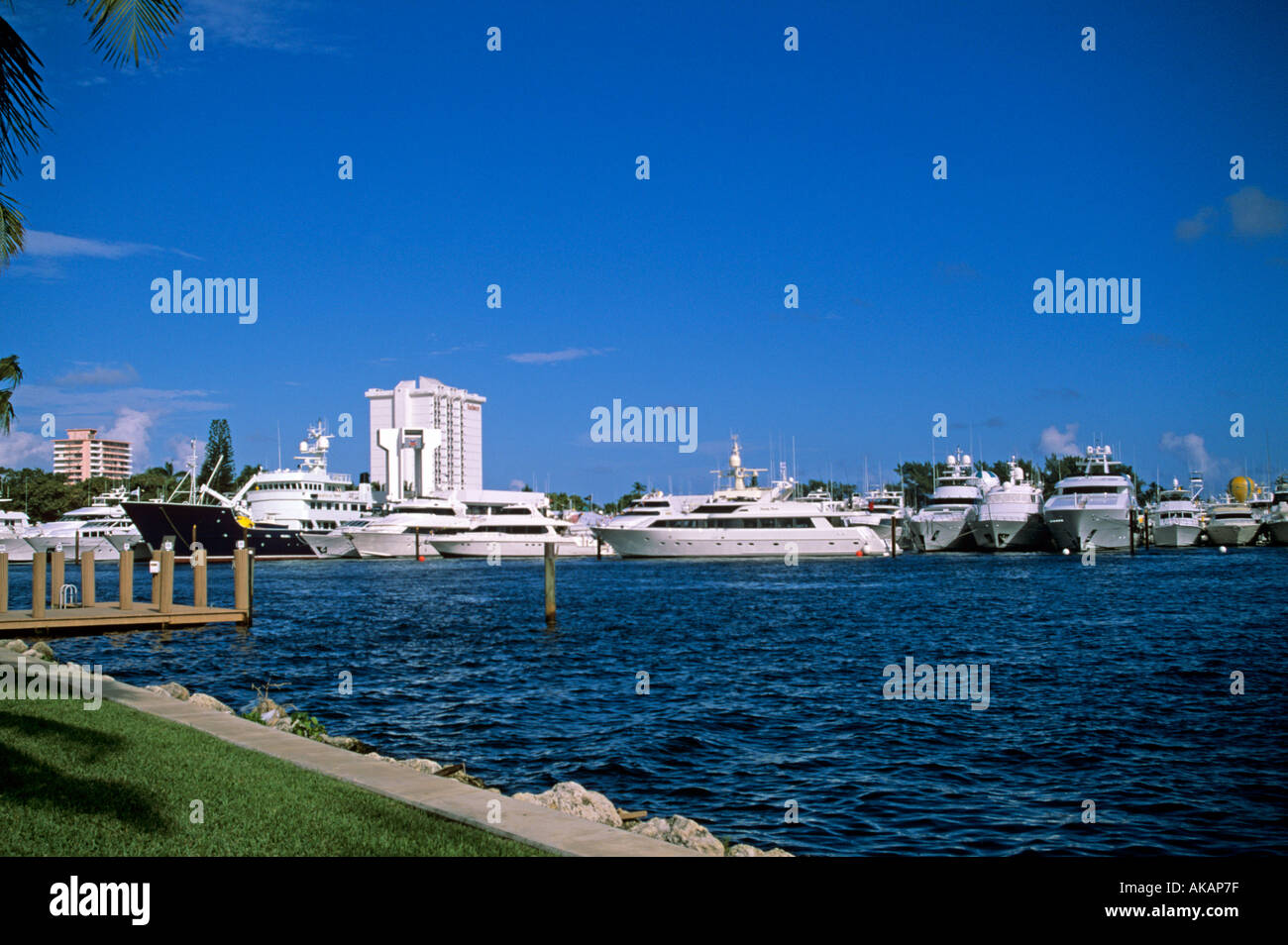 Yachts moored in inter coastal waterway Fort Lauderdale Florida USA Stock Photo