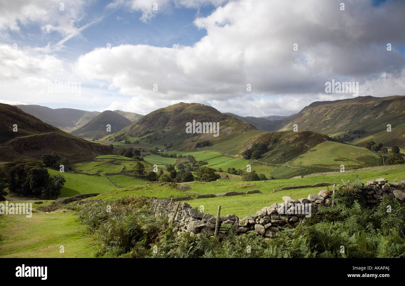 Vew of Martindale and Boardale from Hallin Fell southern slopes Lake District National Park Cumbria Stock Photo